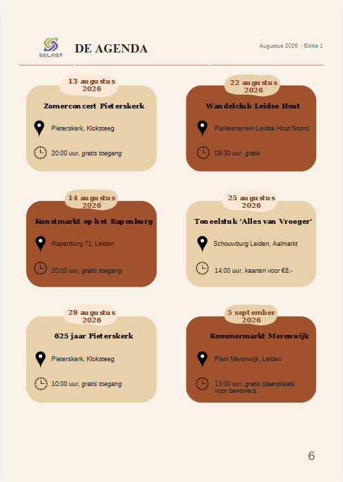 De agenda in de buurt